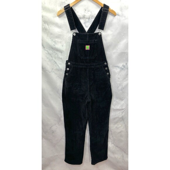Empyre Suzie Corduroy Bib Overalls Womens S Black Retro Grunge 90s Baggy - Picture 12 of 16